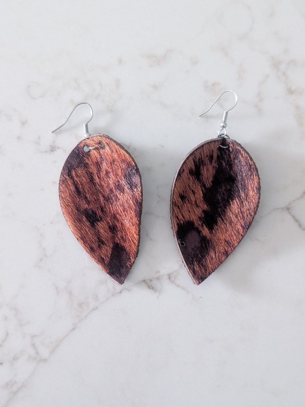 Leather Tear Drop Style Lightweight Dangle Earrings